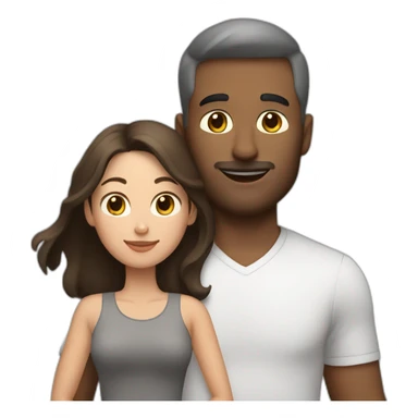 white brun man and brunette woman with a big gray cat in their arms sticker