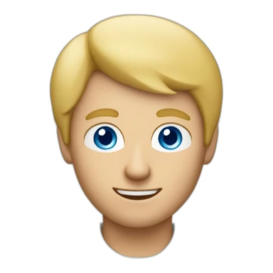 a blond man with blue eyes making a pizza sticker