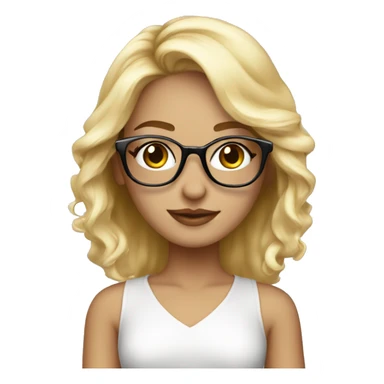 A girl of model appearance, blonde in fashionable glasses, with a rich appearance sticker