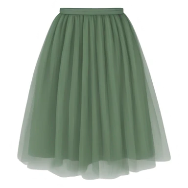 Long Sage Green tulle skirt, isolated sticker