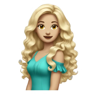 Blonde girl long wave hair Tiffany dress sticker