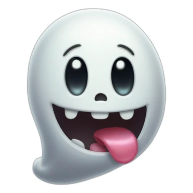 a funny little ghost who sticks out his tongue sticker