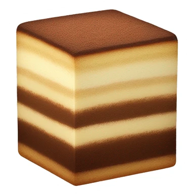 a perfectly cube tiramisu, with only cocoa dusting on top, not on a plate.  sticker