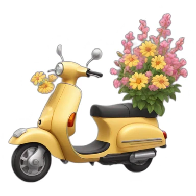 Cat on a scooter With Flowers sticker