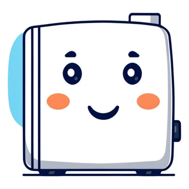 Cute cartoonish air conditioner with smiling face blowing cold air sticker