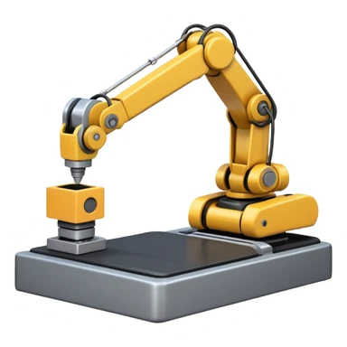 robot arms which is picking block on conveyor belt sticker