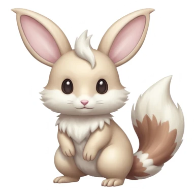 Shiny pastel silvery grey albino Lopunny-Furret-Cinccino-fusion (full body) sticker