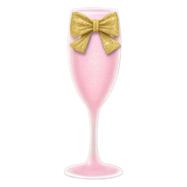 Light Pink glitter champagne glass with gold bow sticker