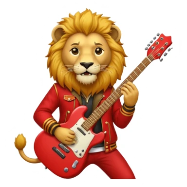 guitar rock lion head, red jacket sticker