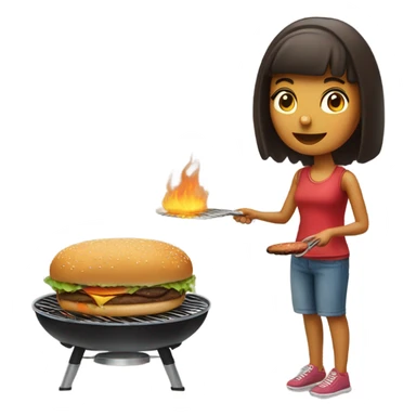 Girl grilling a burger  sticker