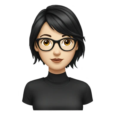A white girl with small black hair wearing glasses  sticker
