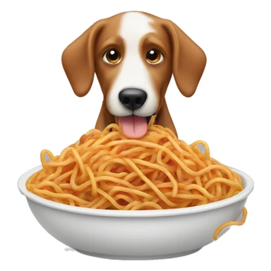 Dog eating spaghetti sticker