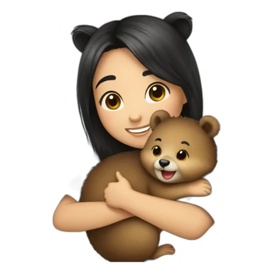 happy-girl-who-is-black-hair-and-hugging-happy-quokka sticker