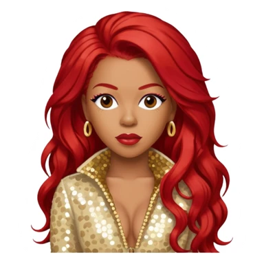 Keyshia Cole with long red hair, cream sequin outfit sticker