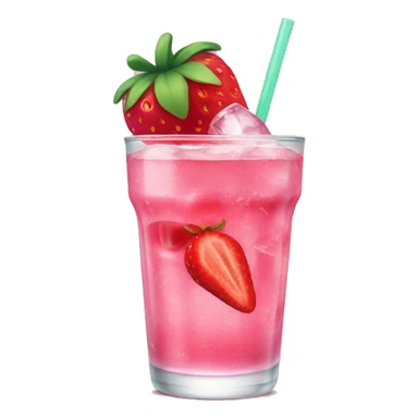 pink drink with ice and strawberries inside sticker