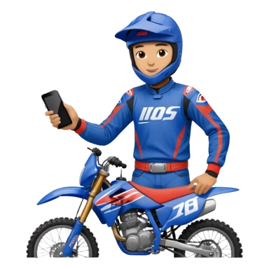 dirtbike rider in blue gear signing autographs sticker