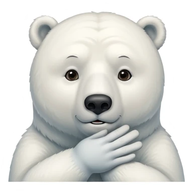 polar bear hald body, hand on chin, wow suprise, half body sticker