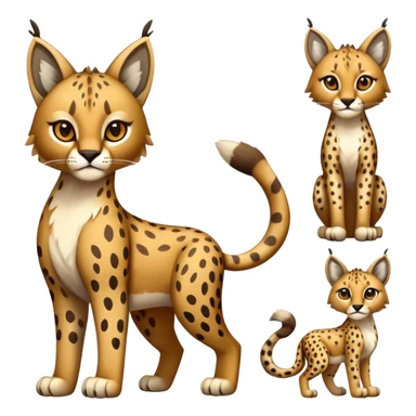 Cute realistic bobcat-lynx-cheetah-caracal-leopard-hybrid-Fakemon full body with patterns and markings sticker