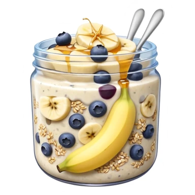 Overnight oats with banana,blueberries, honey, sky, chiaseeds sticker