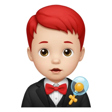 baby guy, with pacifier, wearing pastor custome, red bow tie sticker