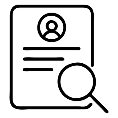 icon of a resume with a magnifying glass and text lines sticker