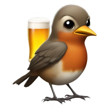 robin holding a beer sticker
