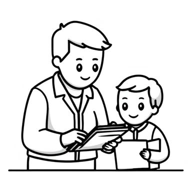 professional mentor with clipboard helping someone sticker