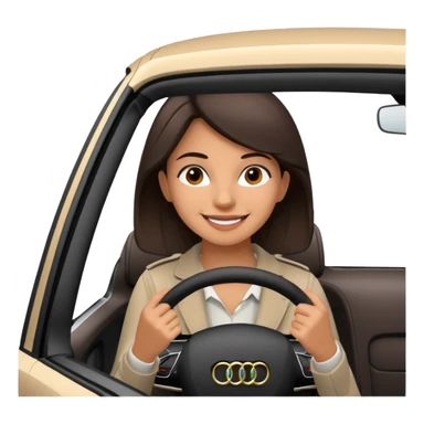Young adult Woman with dark brown hair driving an Audi a1 fast loving life sticker