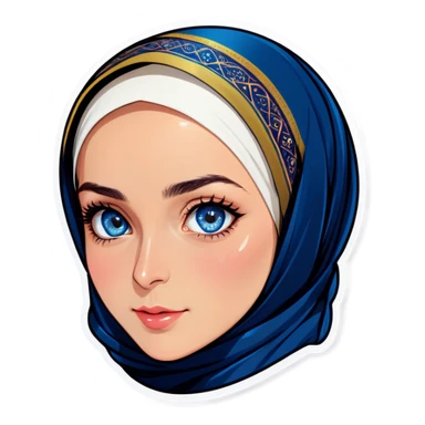 Turkish beautiful finish Konya girl blue eyes with hijab and cultured dress sticker