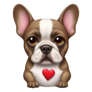 Frenchie holding love heart sticker