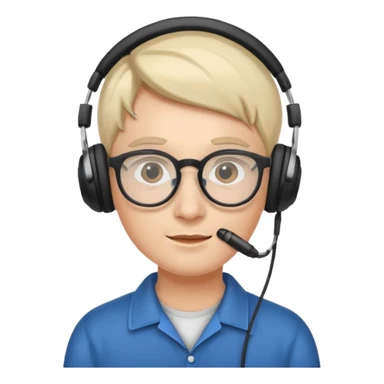 headphone and spectacles, no microphone sticker