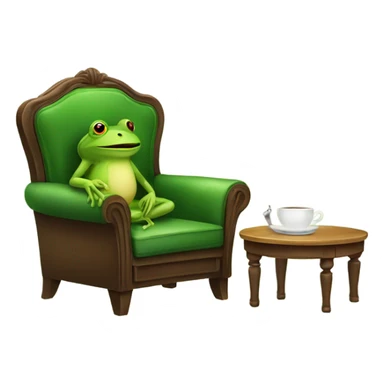 Furniture with a frog sitting on it sipping tea sticker