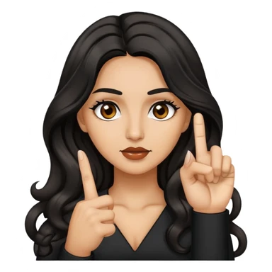 woman with olive skin, brown eyes and long lashes, and long black wavy hair showing her middle finger sticker