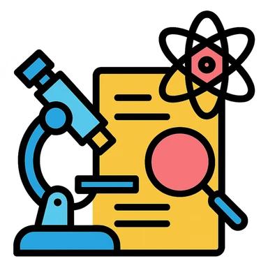 scientific research, modern, clean, minimal icon style sticker