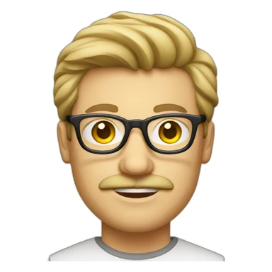 caucasian male designer with moustache glasses sticker