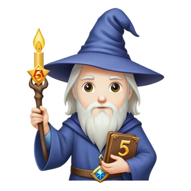 wizard holding number 5 sticker