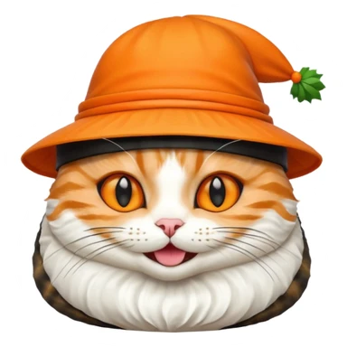 happy cat wearing a hat made out of sushi sticker