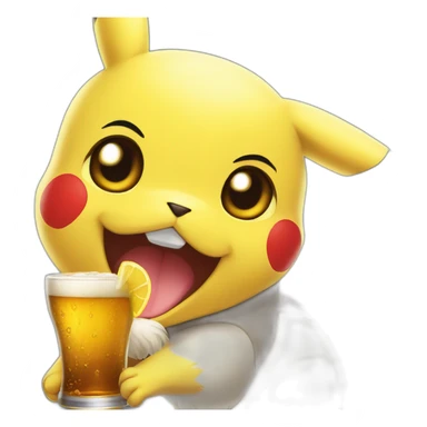Pikachu drink beer sticker