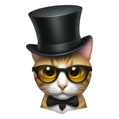 Cat with sunglasses and top hat sticker