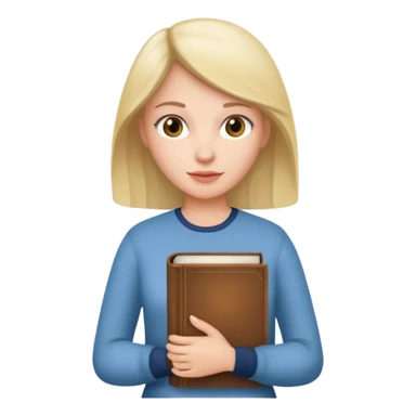 woman holding book sticker