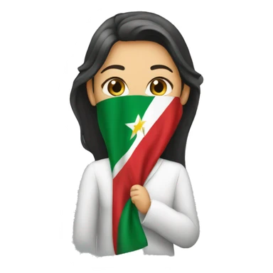 Une femme voilée tenant un drapeau d’Algérie sticker