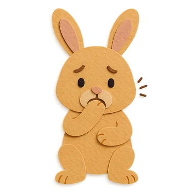 apricot bunny biting paw nervously, full body, paper-craft style, flawless appearance, no imperfections sticker