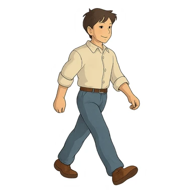 ghibli style man, walking sticker