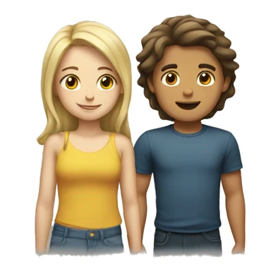 Blond boy and brunette girl sticker
