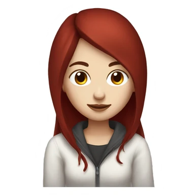 Woman  that has white skin and Long Dark red hair playing on pc setup cozy sticker