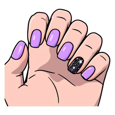 lilac pastel manicure with glitter effects sticker
