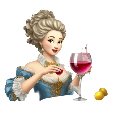 Rococo woman pouring wine from bottle into bejeweled glass  sticker