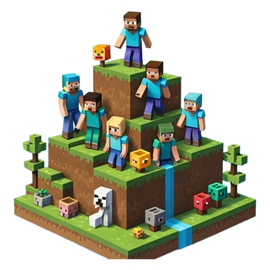 minecraft charectors building together a foundation sticker