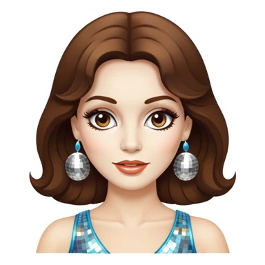 woman with white skin and brown hair disco dancing 70s disco fashion sticker