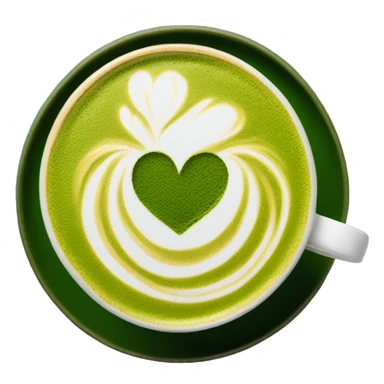 matcha with a latte art heart sticker